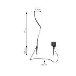 Lindby LED-Solarleuchte Sabriel, kurvig, schwarz, Alu, 3000K