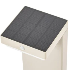 Lindby LED-Solar-Sockelleuchte Eleazar, beige, Alu, Sensor