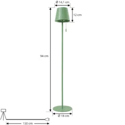 Lindby LED-Solar-Stehleuchte Hilario, grün, Eisen, Akku