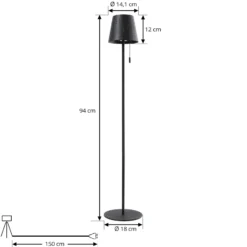 Lindby LED-Solar-Stehleuchte Hilario, schwarz, Eisen, Akku