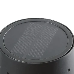 Lindby LED-Solar-Stehleuchte Hilario, schwarz, Eisen, Akku