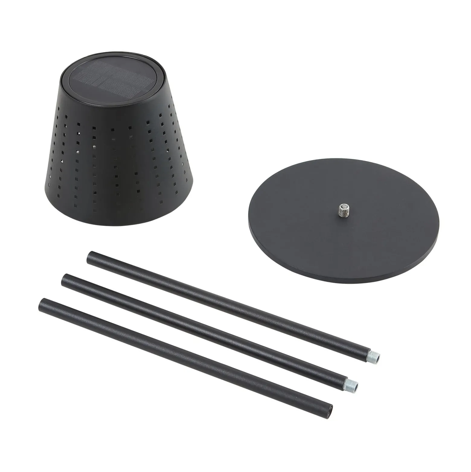Lindby LED-Solar-Stehleuchte Hilario, schwarz, Eisen, Akku