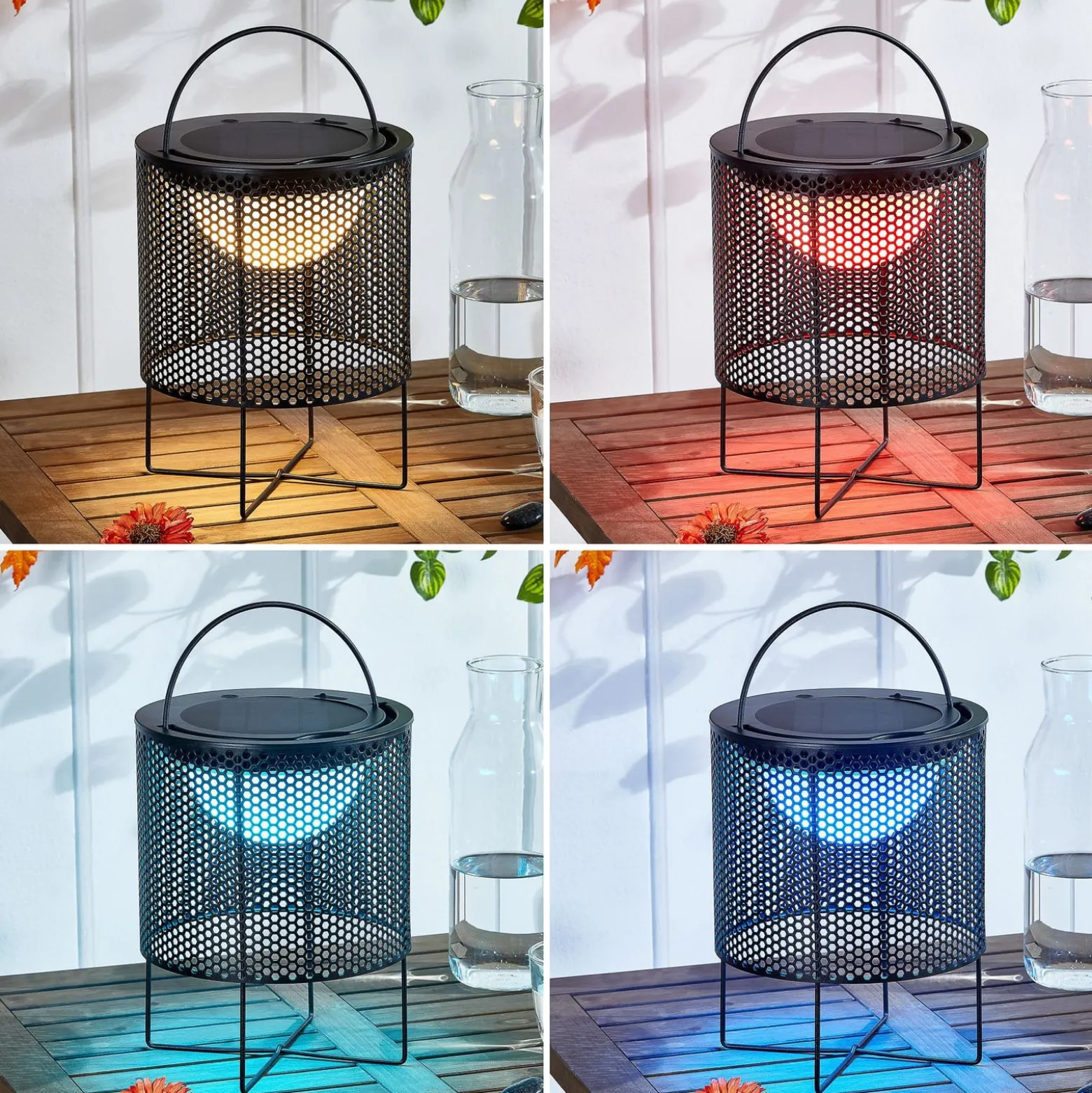 Lindby LED-Solar-Terrassenleuchte Achilleas, RGBW, schwarz