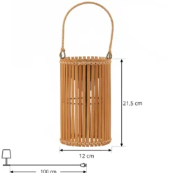 Lindby LED-Solar-Tischleuchte Amaria, Bambus, Ø 12 cm