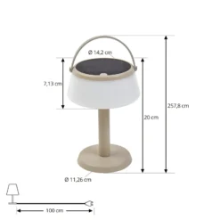 Lindby LED-Solar-Tischleuchte Mikkel, beige, dimmbar, 7 cm