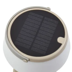 Lindby LED-Solar-Tischleuchte Mikkel, beige, dimmbar, 7 cm