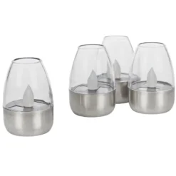 Lindby LED-Solar-Tischleuchten Pedas, 10er-Set, grau