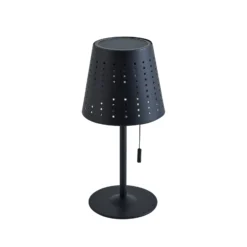 Lindby LED-Solar-Tischleuchte Hilario, schwarz, Eisen, Akku