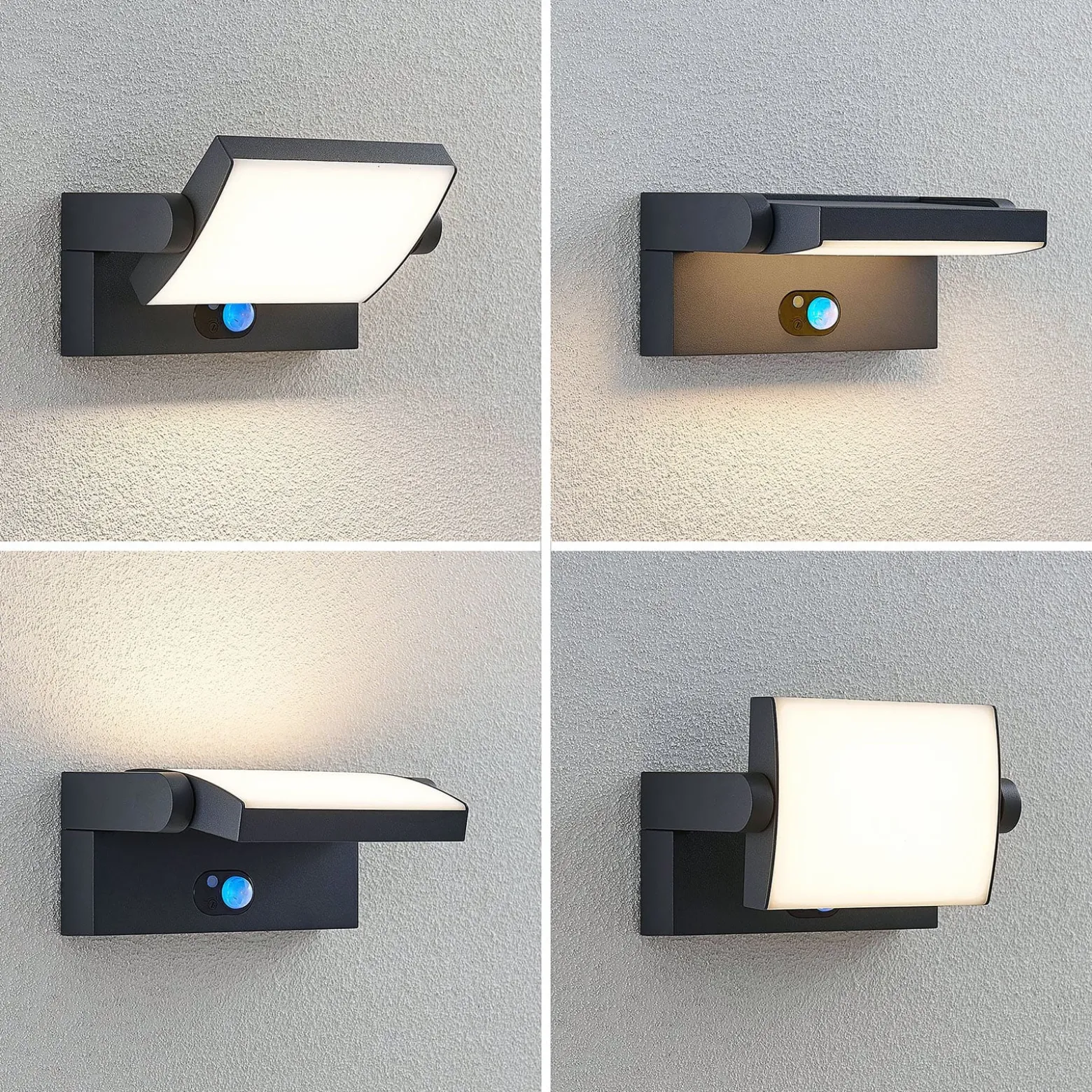 Lindby LED-Solarwandlampe Sherin, anthrazit, Sensor, IP54