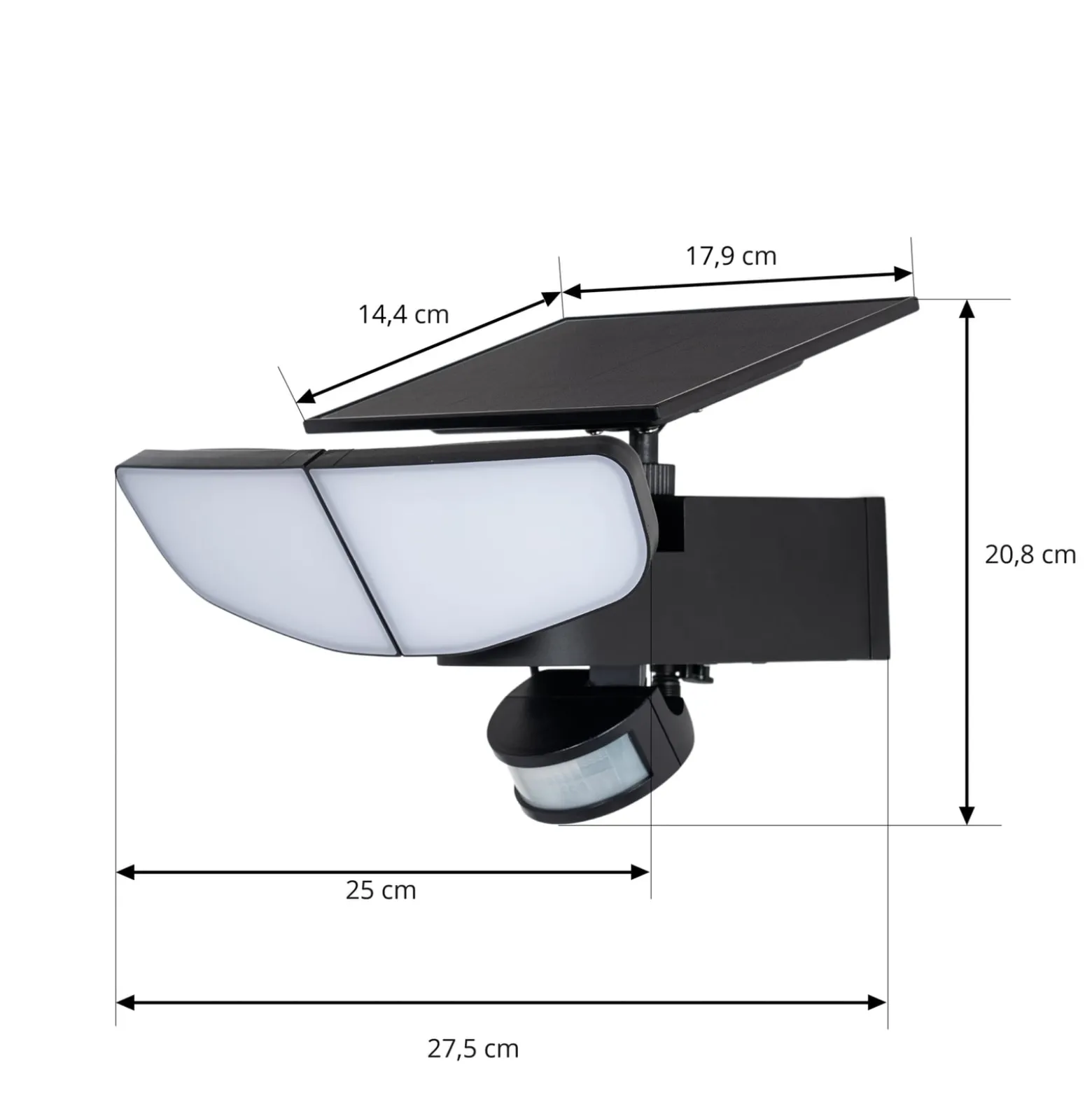 Lindby LED-Solarwandleuchte Naelin, schwarz, Sensor, IP44