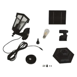 Lindby LED-Solarwandleuchte Sayata, schwarz, Alu, Laterne