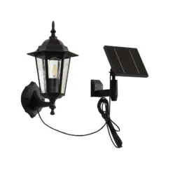 Lindby LED-Solarwandleuchte Sayata, schwarz, Alu, Laterne