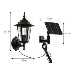 Lindby LED-Solarwandleuchte Sayata, schwarz, Alu, Laterne