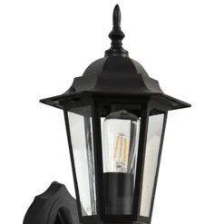 Lindby LED-Solarwandleuchte Sayata, schwarz, Alu, Laterne