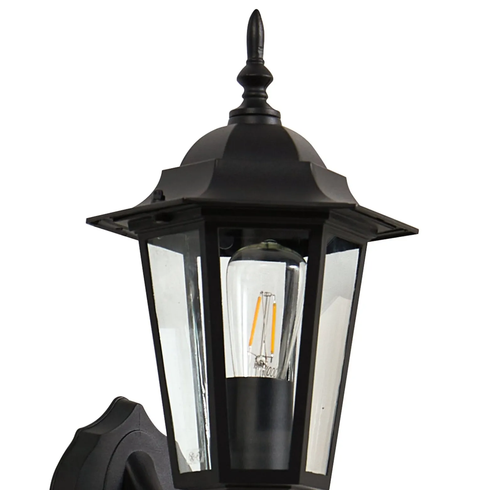 Lindby LED-Solarwandleuchte Sayata, schwarz, Alu, Laterne