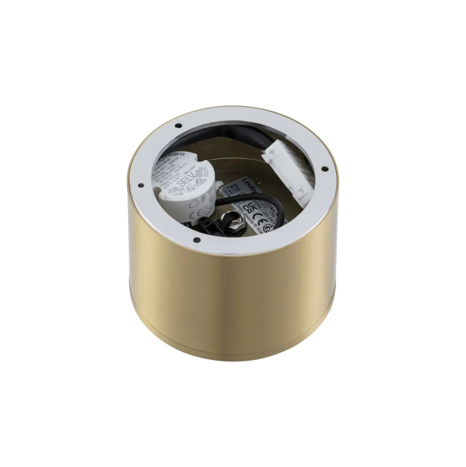 Lindby LED-Strahler Nivoria, Ø 12 cm, goldfarben, Metall