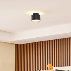 Lindby LED-Strahler Nivoria, 11 x 9 cm, schwarz, Metall