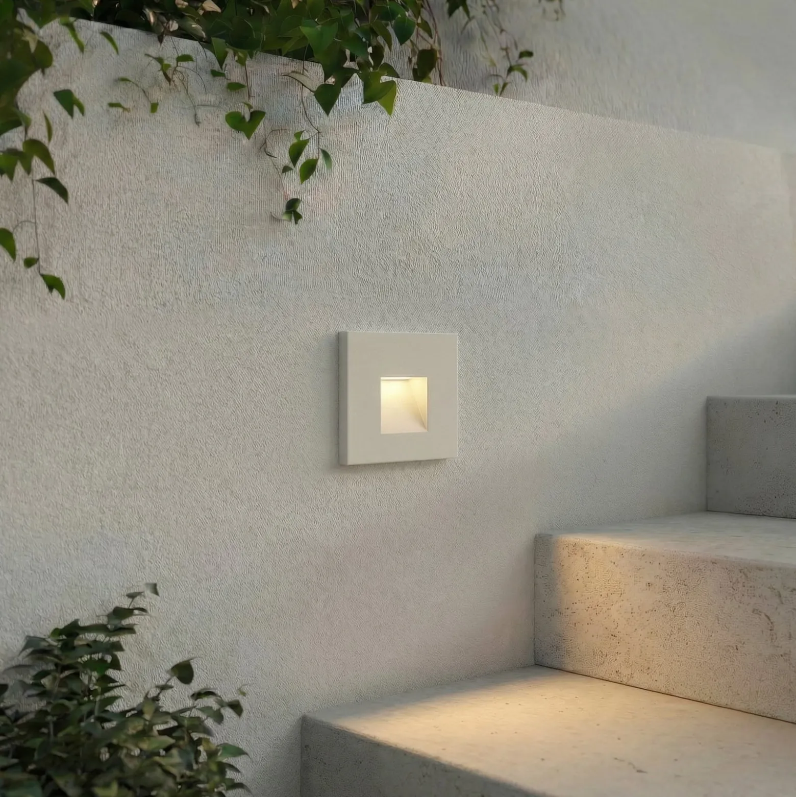 Lindby LED-Wandeinbaulampe Alune, weiß, eckig, 8x8cm, IP65