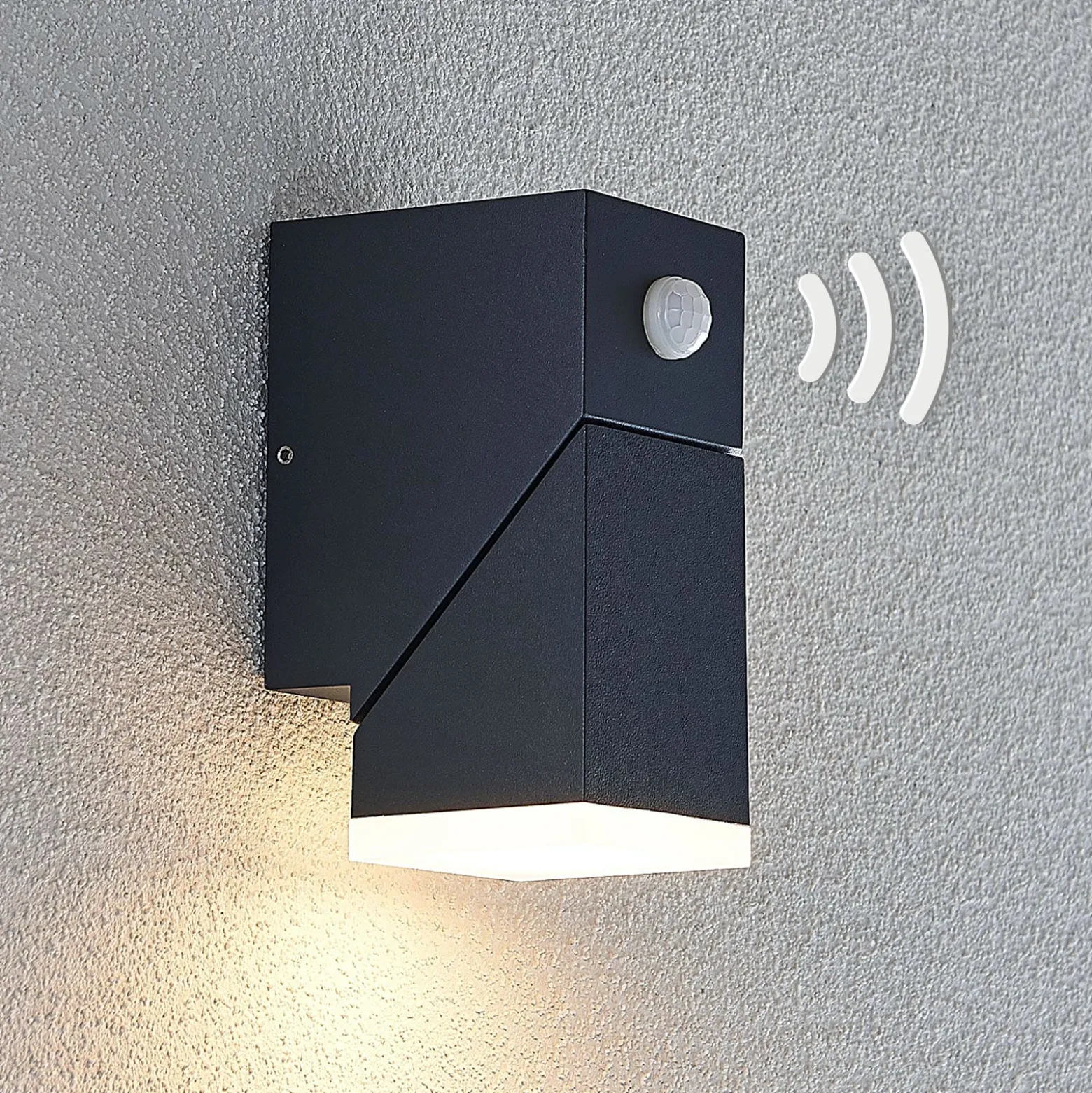Lindby LED-Wandleuchte Sally, 15 cm, anthrazit, IP54, Sensor