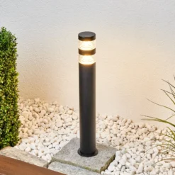 Lindby LED-Wegelampe Lanea, 60 cm, schwarz, Edelstahl, IP44