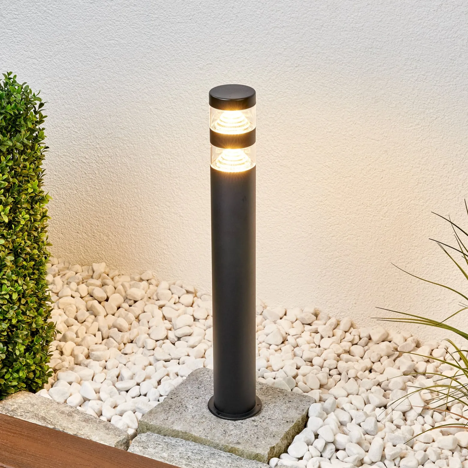 Lindby LED-Wegelampe Lanea, 60 cm, schwarz, Edelstahl, IP44