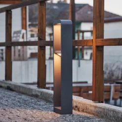 Lindby LED-Wegeleuchte Darko, 80 cm, grau, Metall, IP54