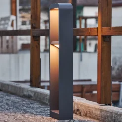 Lindby LED-Wegeleuchte Darko, 80 cm, grau, Metall, IP54