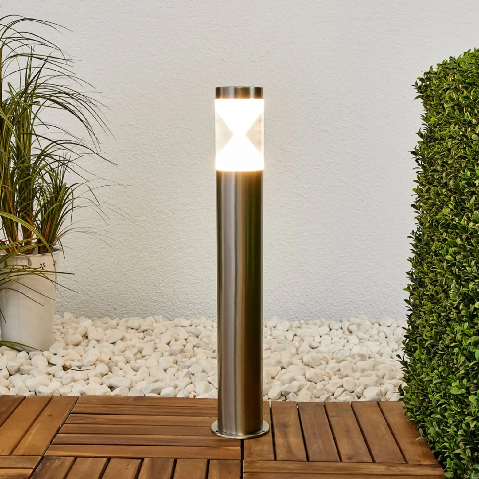 Lindby LED-Wegeleuchte Fabrizio, Höhe 56 cm, Edelstahl
