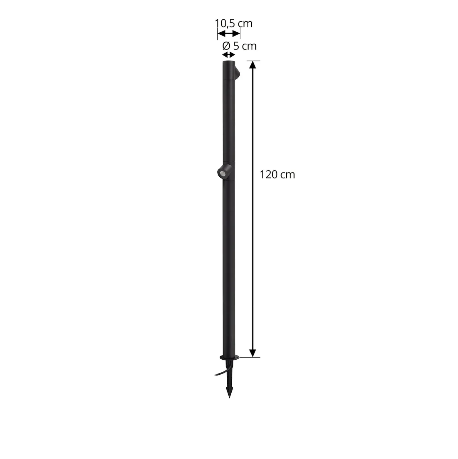 Lindby LED-Wegeleuchte Luzian, Höhe 120cm, schwarz, Erdspieß