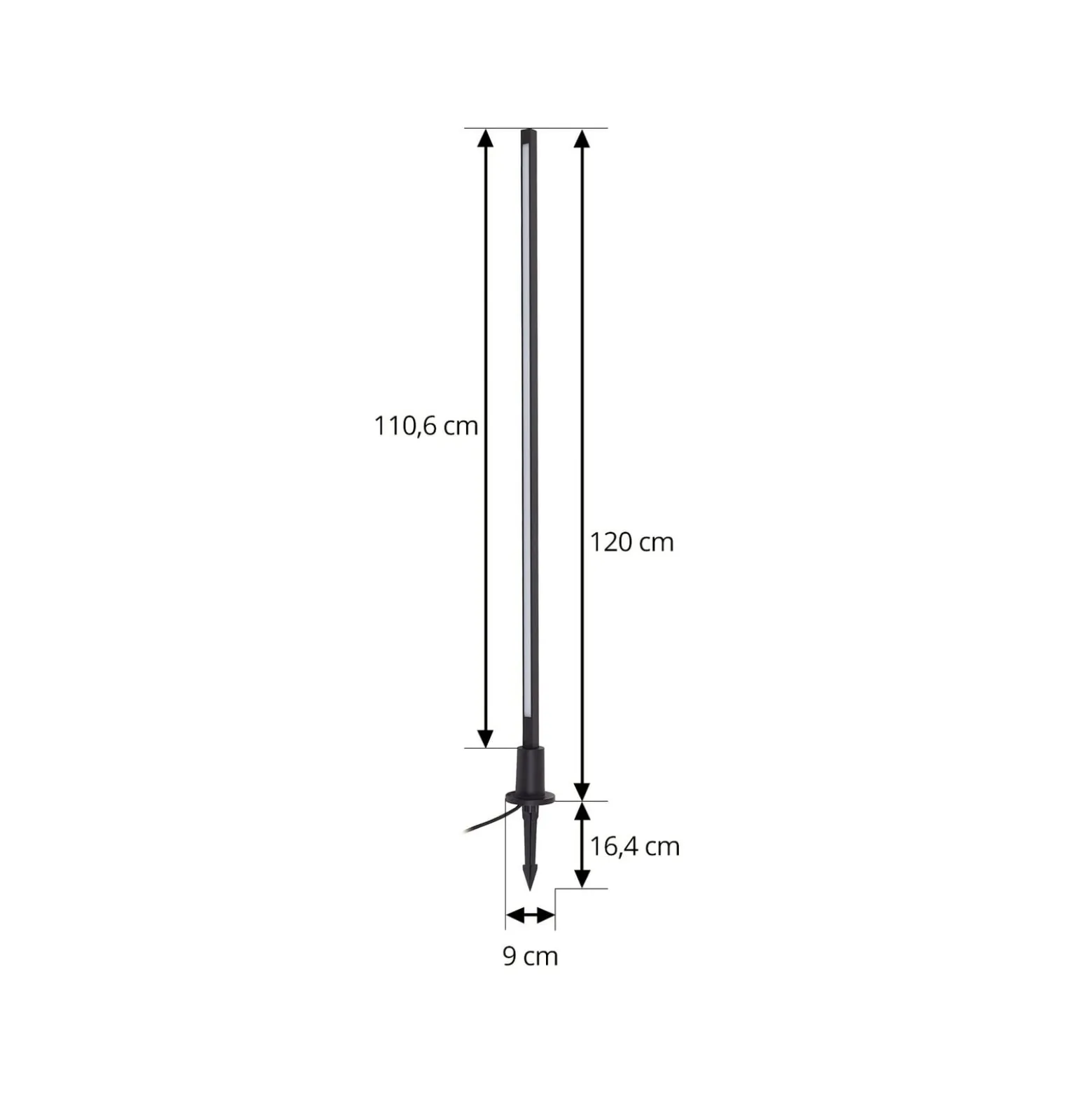 Lindby LED-Wegeleuchte Neano, 120 cm, schwarz, Metall, IP65