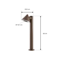 Lindby LED-Wegeleuchte Soran, braun, 60 cm, Metall, IP44