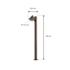 Lindby LED-Wegeleuchte Soran, braun, 100 cm, Metall, IP44