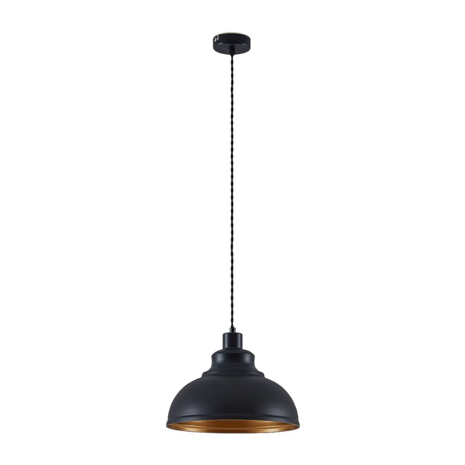 Lindby Pendellampe Albertine, schwarz, Metall, Ø 29 cm, E27