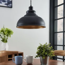 Lindby Pendellampe Albertine, schwarz, Metall, Ø 29 cm, E27