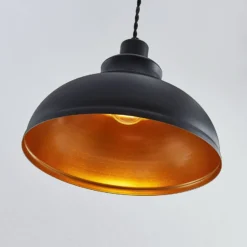 Lindby Pendellampe Albertine, schwarz, Metall, Ø 29 cm, E27