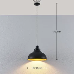 Lindby Pendellampe Albertine, schwarz, Metall, Ø 29 cm, E27