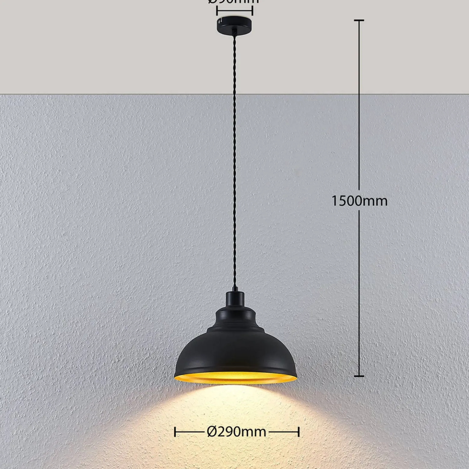 Lindby Pendellampe Albertine, schwarz, Metall, Ø 29 cm, E27