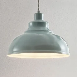 Lindby Pendellampe Albertine, hellblau, Metall, Ø 29 cm, E27