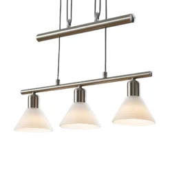 Lindby Pendellampe Delira, 3-flg., nickel, höhenverstellbar