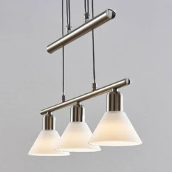 Lindby Pendellampe Delira, 3-flg., nickel, höhenverstellbar