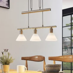 Lindby Pendellampe Delira, 3-flg., nickel, höhenverstellbar