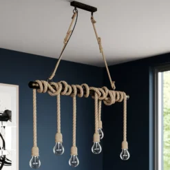 Lindby Pendellampe Hajo, 100 cm, sechsflammig, Tauseil