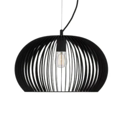 Lindby Pendellampe Jusra, schwarz, Metall, Ø 42 cm, E27