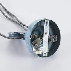 Lindby Pendellampe Louisanne, verstellbar, grau-grün, Metall