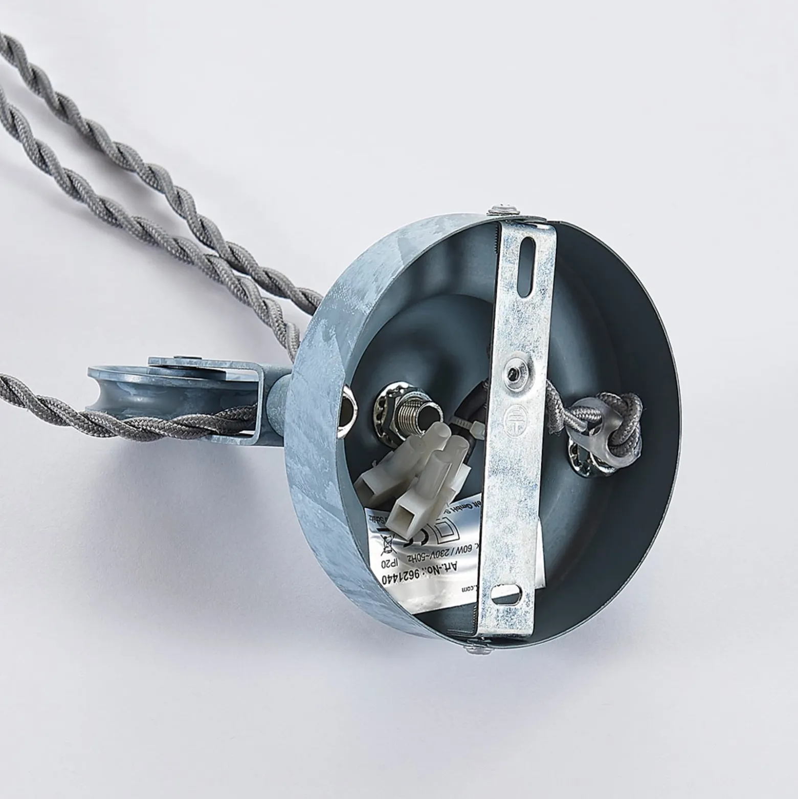 Lindby Pendellampe Louisanne, verstellbar, grau-grün, Metall