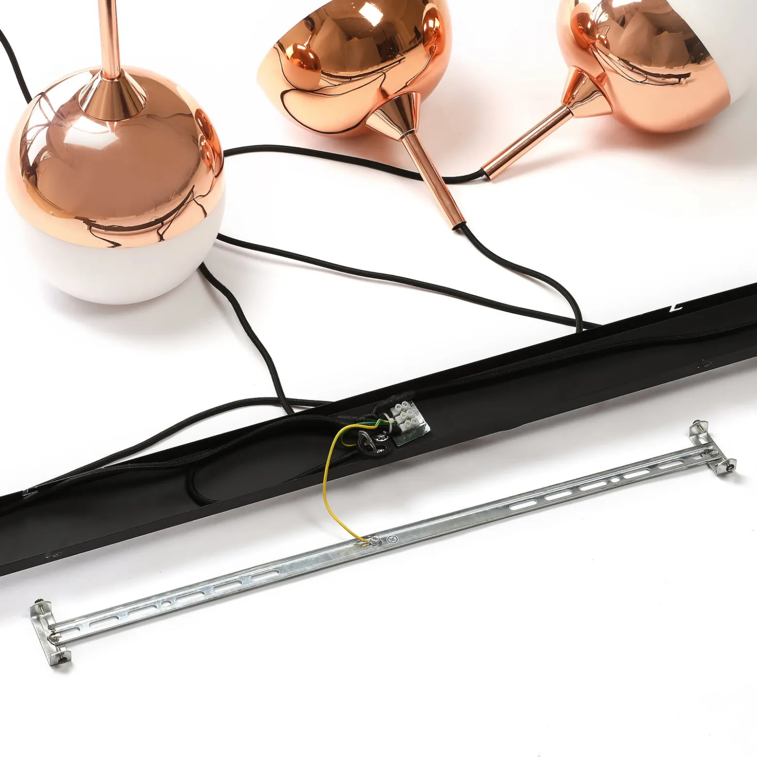 Lindby Pendellampe Rangina, 100 cm, kupfer, 3-flammig, Glas