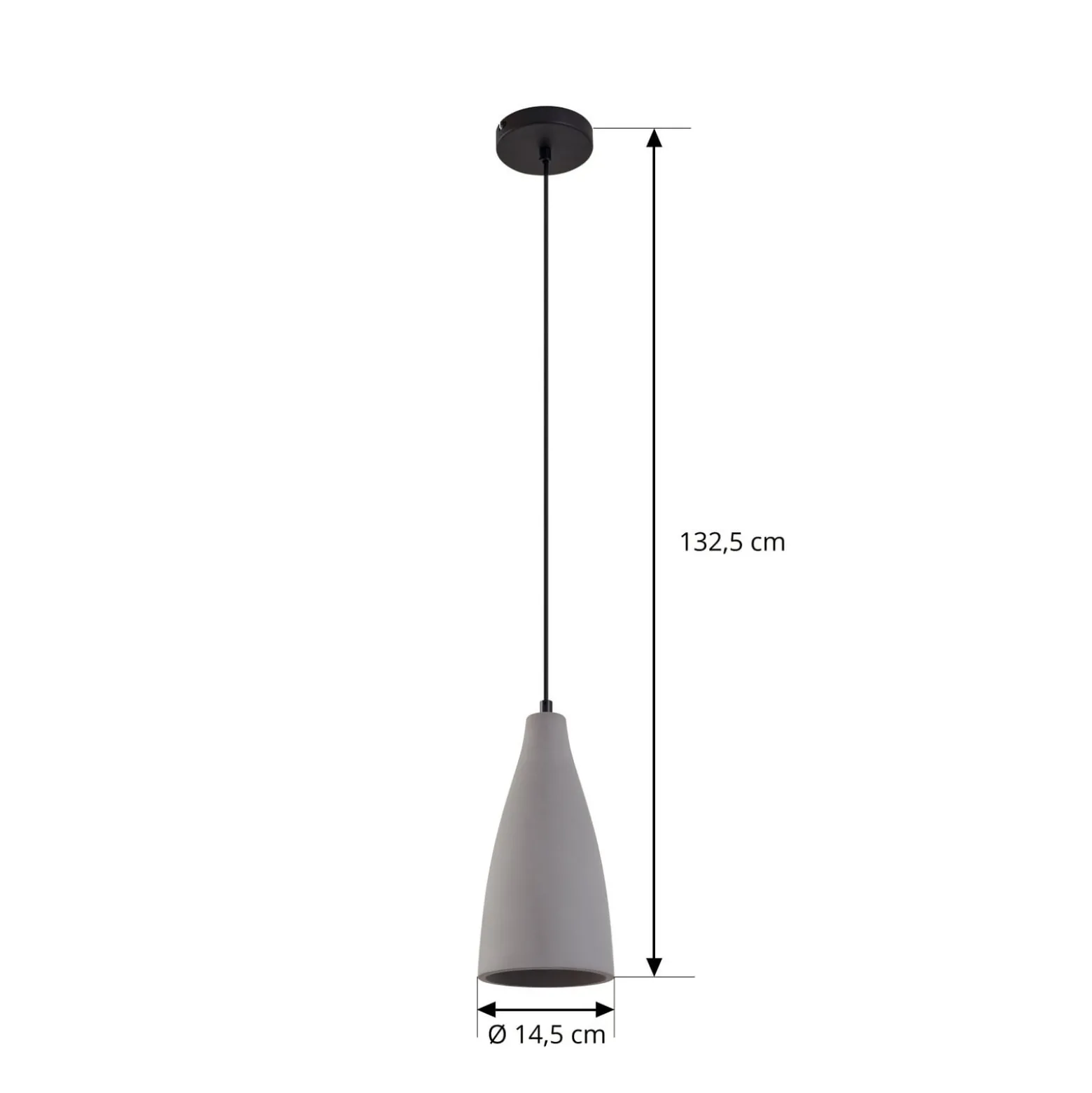 Lindby Pendellampe Sanne, grau, Beton, Ø 15 cm, E27