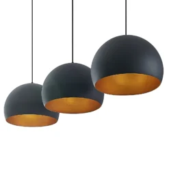Lindby Pendellampe Tarjei, 146 cm lang, schwarz/gold, Metall