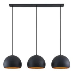 Lindby Pendellampe Tarjei, 146 cm lang, schwarz/gold, Metall