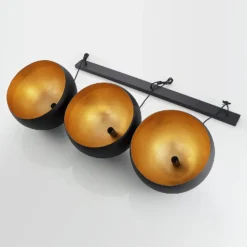 Lindby Pendellampe Tarjei, 146 cm lang, schwarz/gold, Metall
